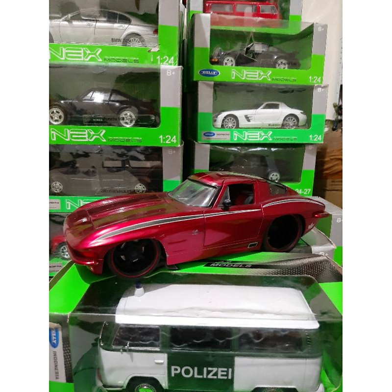 Diecast Jada Skala 1:18 Chevy Corvette Stingray 1963 Bekas Kolpri No Box Kondisi 95%