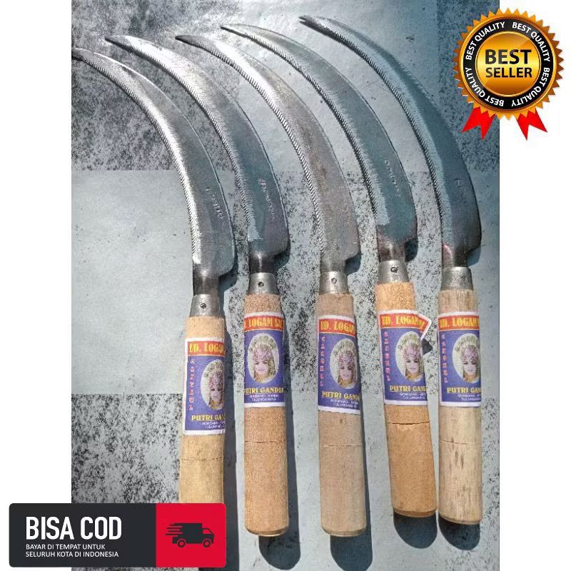 Arit Padi Besar  Baja Berkualitas Tinggi dengan Mata Pisau Bergerigi / sabit / aret panen padi