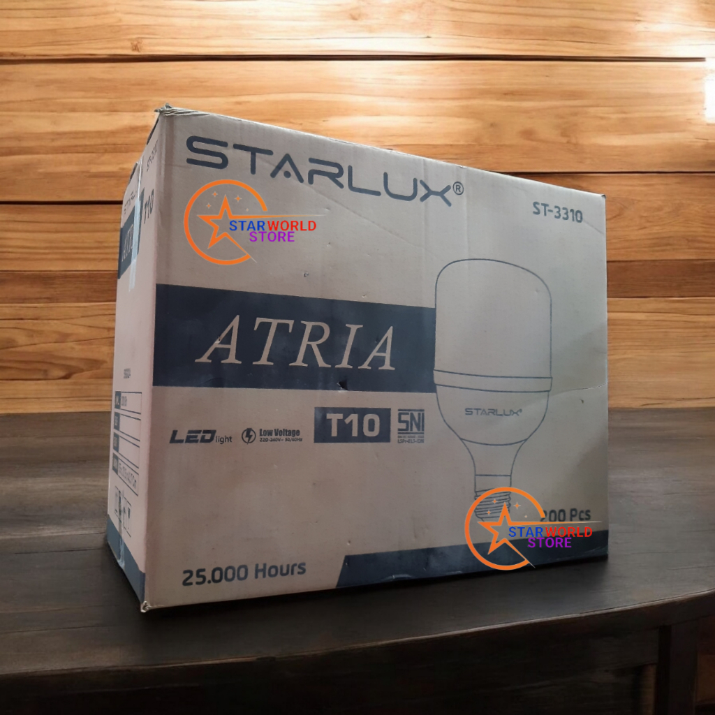 Paket Grosir 1 Dus Starlux ATRIA Lampu Bohlam LED 10 Watt / 1 Karton Isi 100 Pcs Lampu Led ST-3310