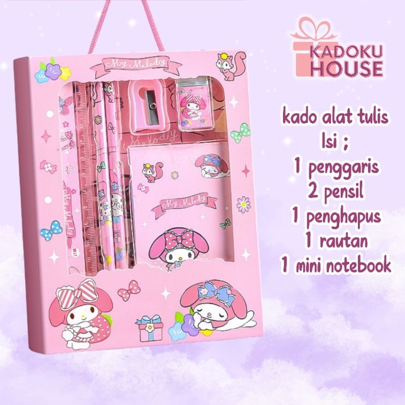 

set alat tulis sanrio melody | stationery set sanrio | kado ulang tahun anak | kado natal anak
