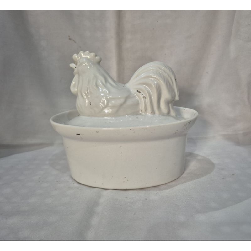 mukun ayam keramik putih antik