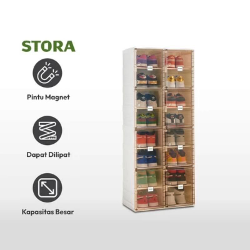 Stora Rak Sepatu Lipat Transparan/rak sepatu portabel