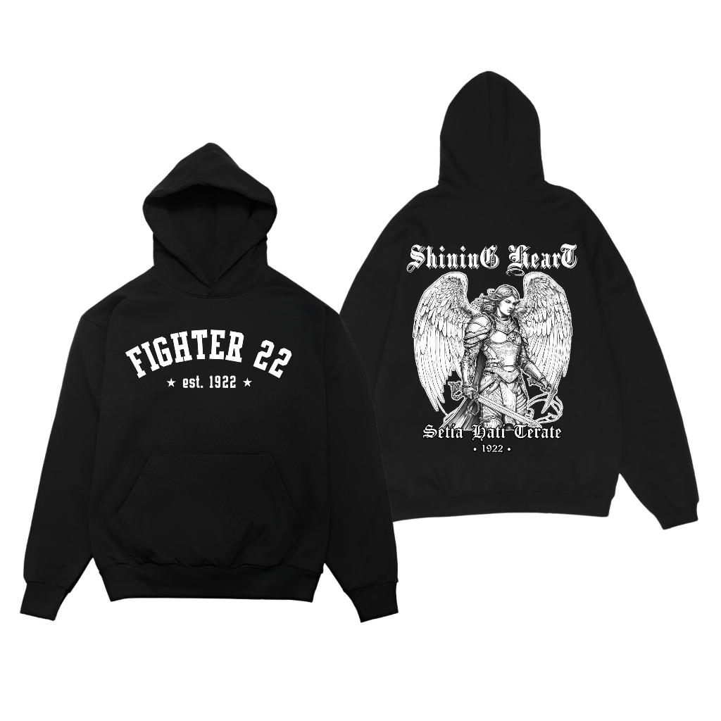 Hoodie Shining Heart Fighter 22 Model Peri Daendels Bahan Cotton Fleece