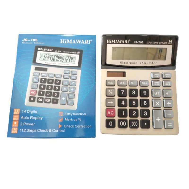 

Kalkulator/Calculator 14 Digit 2 Power Big Display Himawari JS-705 Tahan Lama