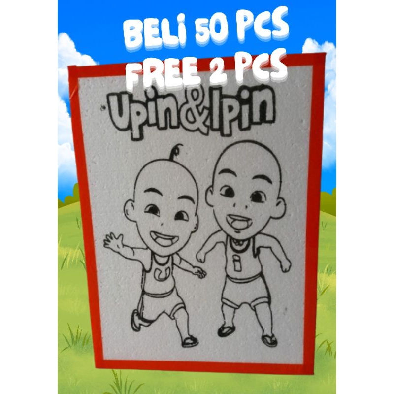 Stayrofom gambar mewarnai lukis Upin Ipin Lis lakban  30x40 cm