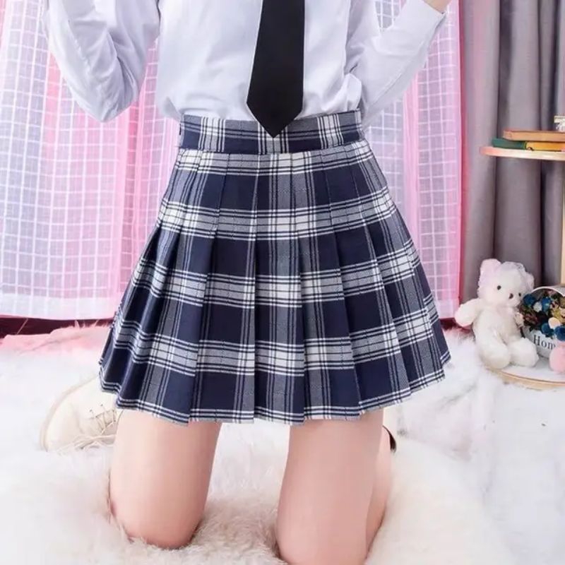 Rok Pendek Wanita Korea Fashion (Motif Kotak)