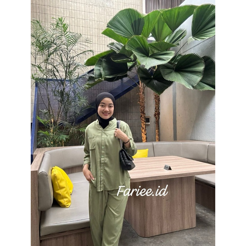 Oneset Rayon Twill All Size jumbo Recomend for daili Use | setelan baju kancing celana casual regula