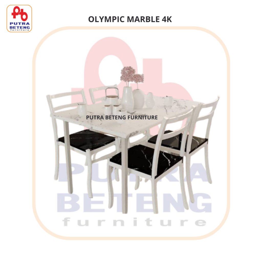 Set Meja Makan 4 Kursi Olympic DTM Marble