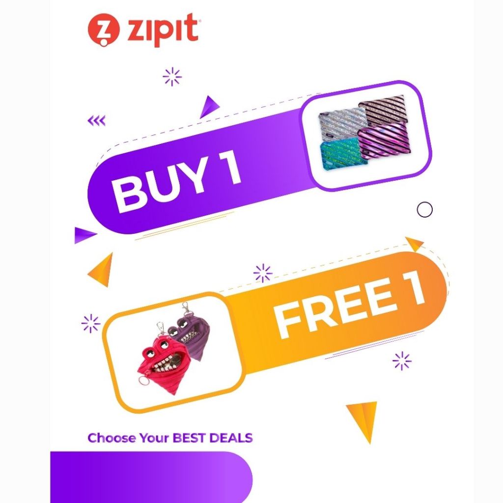 

[B1G1] Zipit Metallic Jumbo Pouch - Bronze + Zipit Grillz Monster Mini Pouch Pink