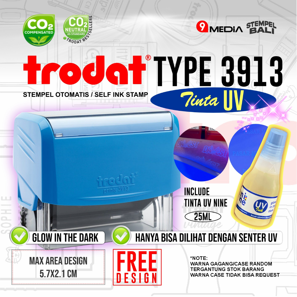 

STEMPEL UV TRODAT 3913 GLOW IN THE DARK INCLUDE TINTA NINE 25ML