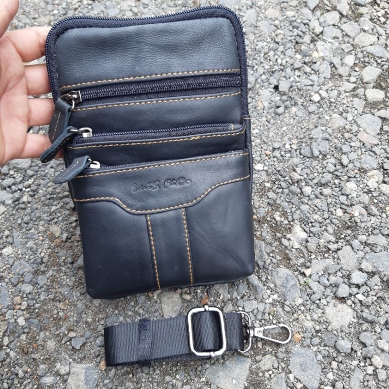 Tas hp selempang pinggang pria bahan kulit