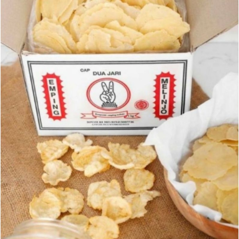 

Emping Belinjo 2 Jari (500 gram) Ukuran Kecil dan Sedang / Emping Melinjo