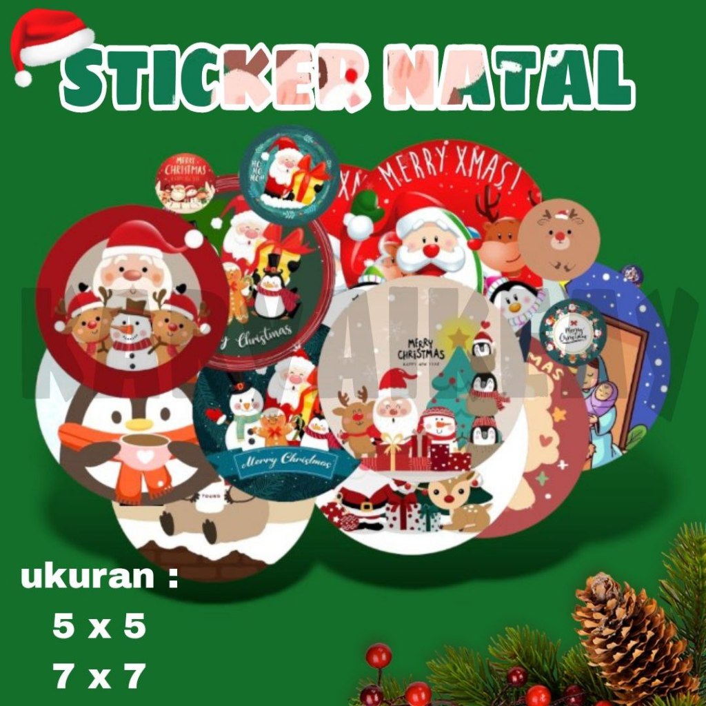 

STICKER TOPLES NATAL/ STICKER NATAL MERRY CHRISTMAS/STICKER BULAT/ STICKER KEMASAN PARCEL