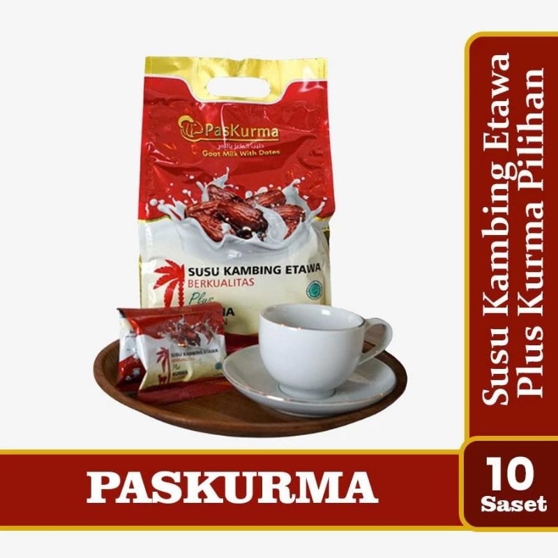 

READY STOK 1 POUCH ISI 10 SACSET PASKURMA SUSU KAMBING ETAWA PLUS KURMA PREMIUM.