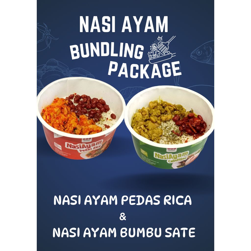 

Nasi Ayam Bundling 2 Rasa ( Nasi Ayam Pedas Rica & Nasi Ayam Cabai Hijau )