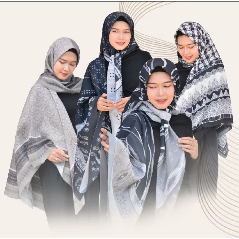 Glosir Hijab/Kerudung Jumbo Segi Empat Syar'i 140x140  Motif Aswada Series