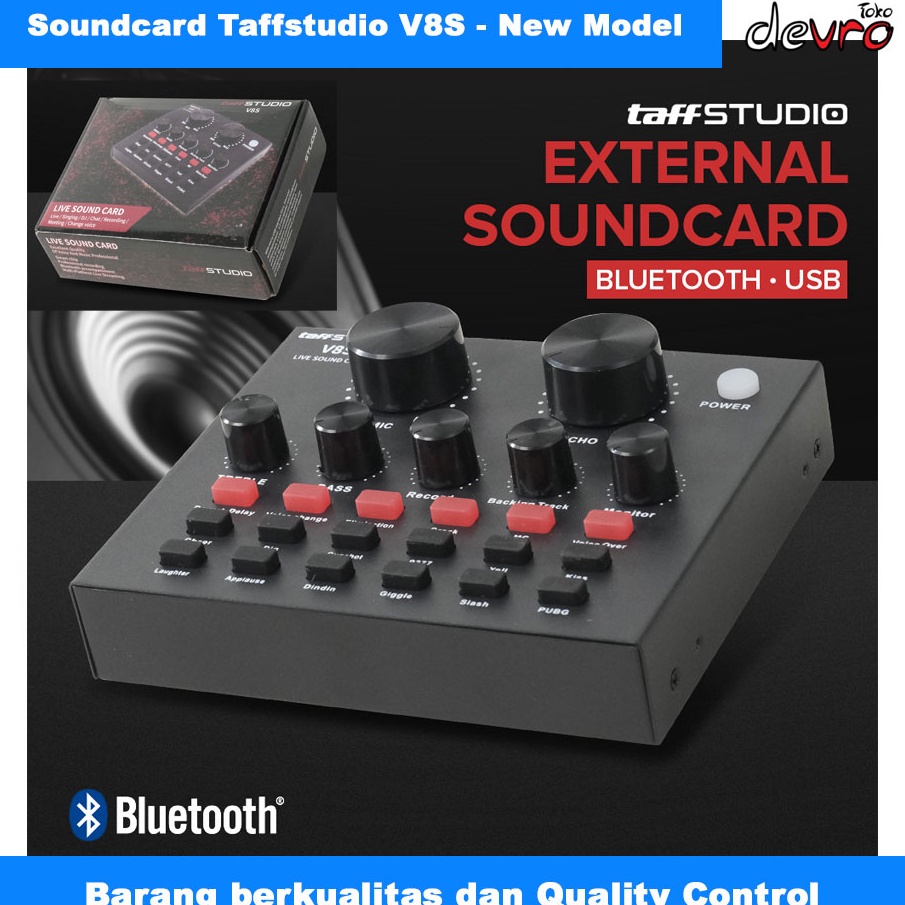 Harga Bersahabat  TAFFSTUDIO USB External Soundcard V8 V8S V8 PLus V8 PRO Live Broadcast Bluetooth  