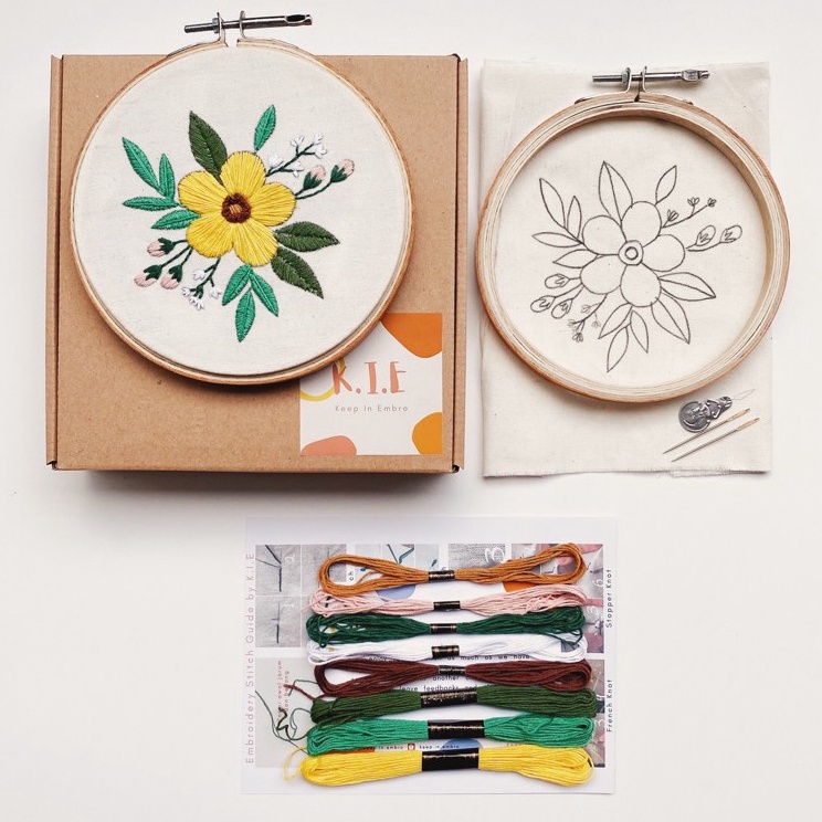 Importir Resmi  EMBROIDERY KIT PACKAGE FLOWER Paket sulam untuk pemula  paket sulam tangan  menyulam