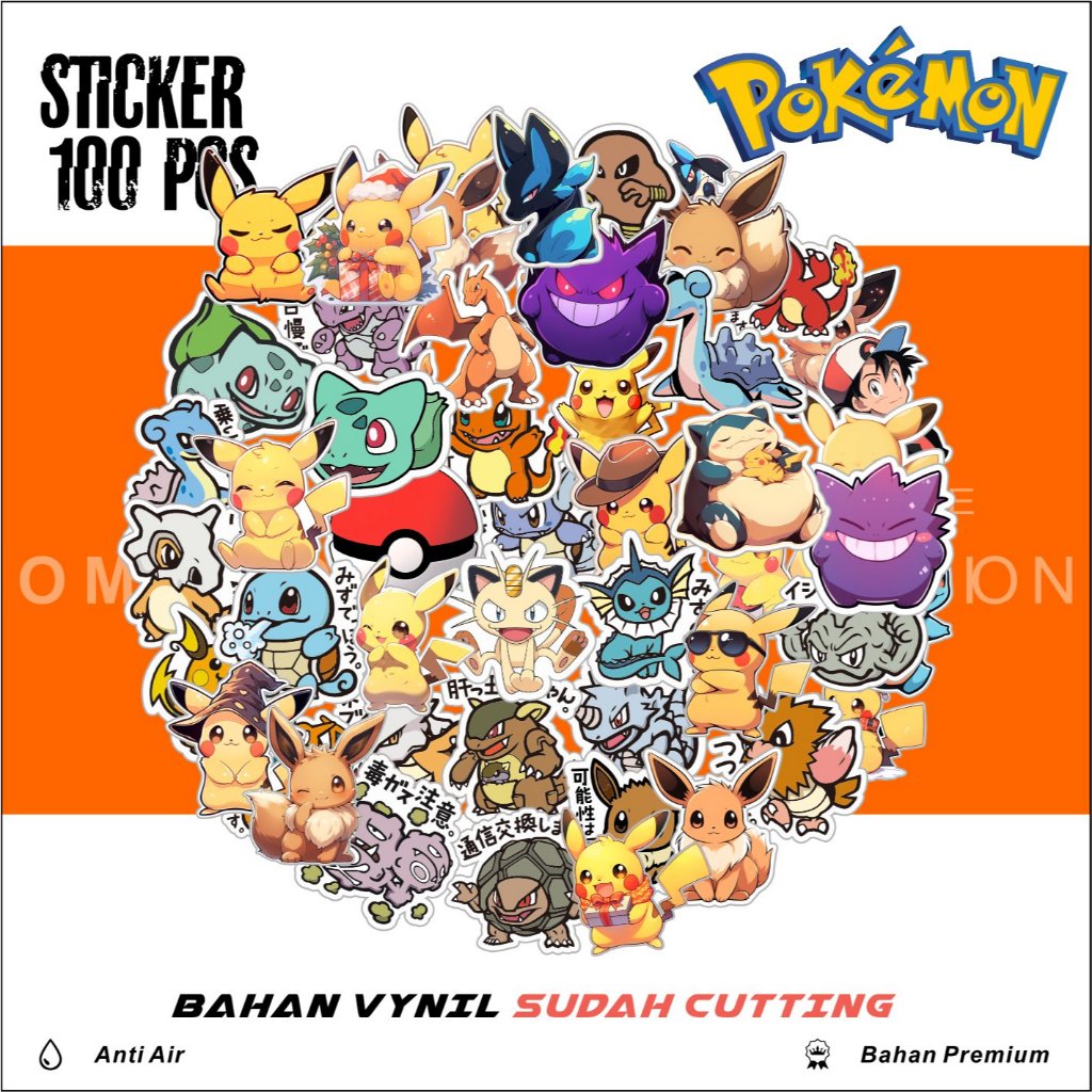 

Stiker Aesthetic Pack Kartun Pokemon Pikachu Vinyl untuk Sticker Laptop Koper Kulkas Hp Notebook