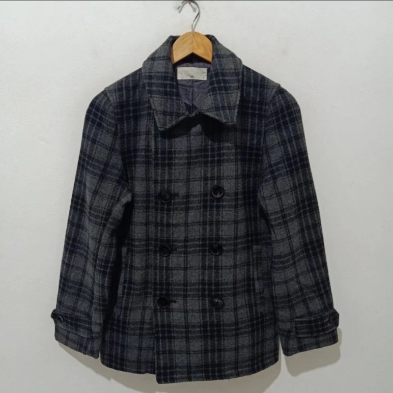 HARE Japan Tartan Peacoat Wool Woven Jacket Women