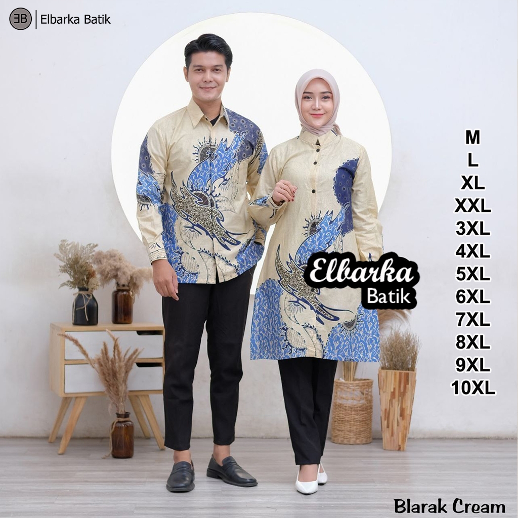 Atasan Batik Couple Pria Wanita Jumbo Terbaru - Kemeja Lengan Panjang & Pendek - Tunik Kancing Full 