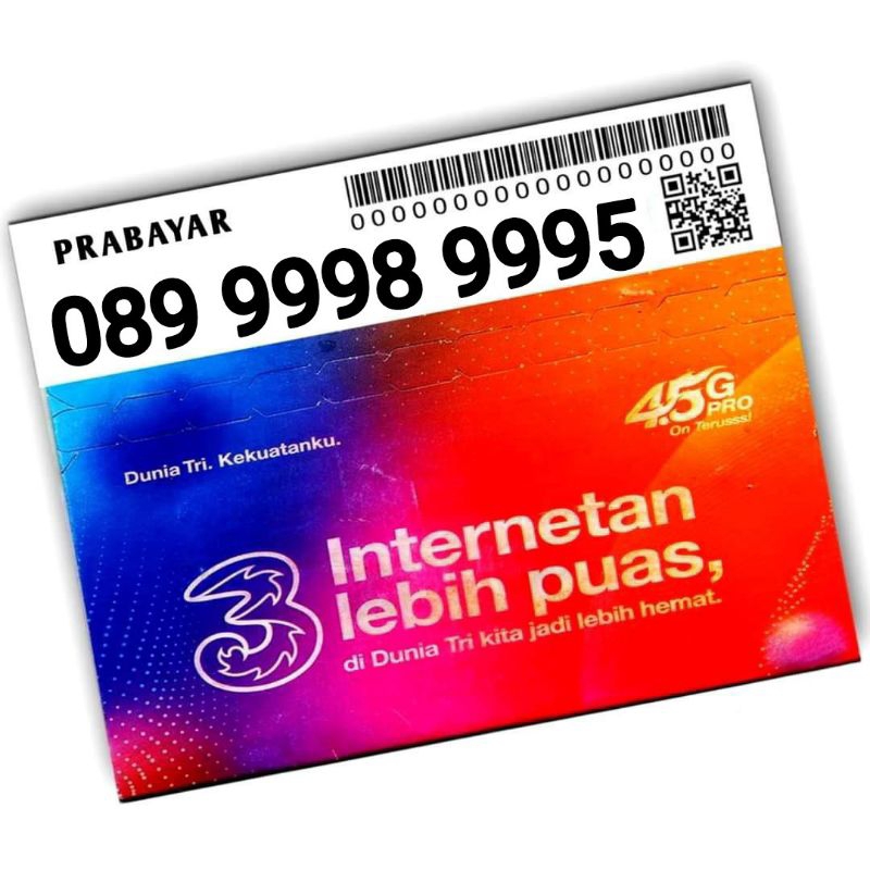 nomor cantik kartu perdana three tri 11 digit triple kwarted 9999 999