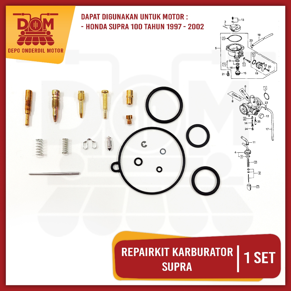 Repairkit Karburator Supra (TOKAIDO) Carburator Repair Kit Parkit Spuyer Karbu Assy Honda Supra 1997