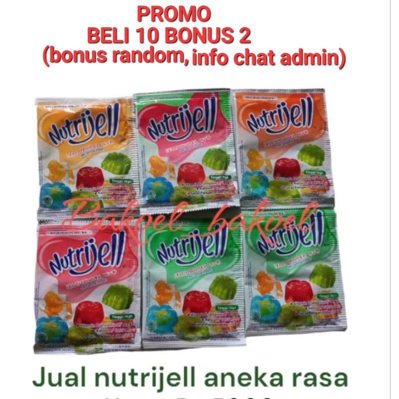 

Nutrijell jelly powder aneka rasa kemasan 15 gr / rasa coklat 30 gr ( beli 10 gratis 2)