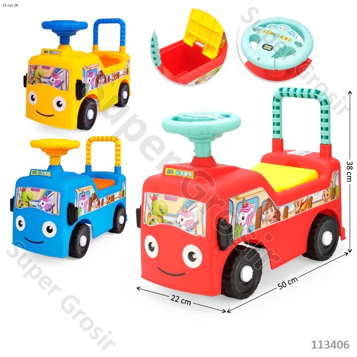 Mainan Anak Tunggangan Dorong_Mobil Dinaiki_Odong-Odong Bus Basuri Bus Telolet SHP 570
