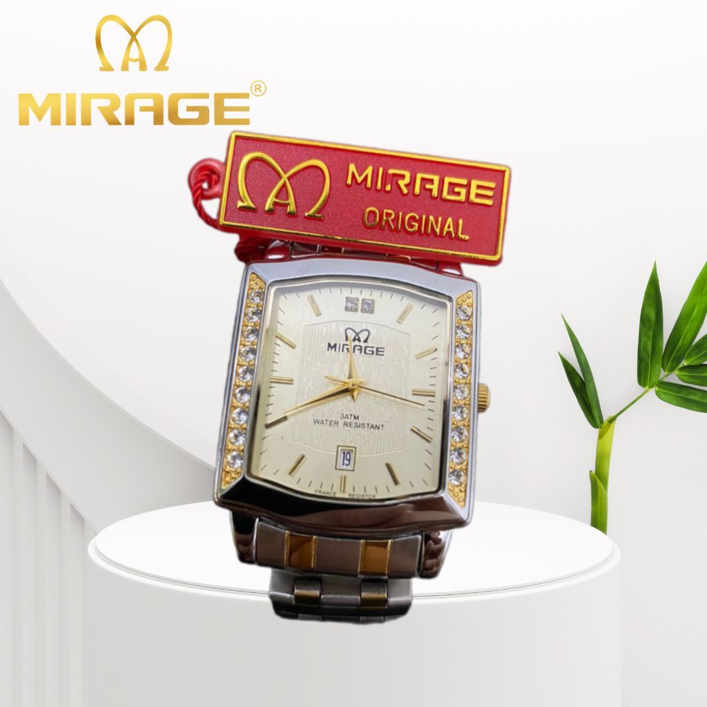 JAM TANGAN WANITA MIRAGE SILVER COMBI GOLD PALT GOLD ORIGINAL