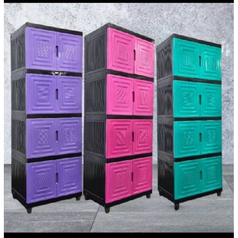 LEMARI PLASTIK 4 SUSUN MINIMALIS/RAK PAKAIAN TINGKAT/LEMARI BAJU