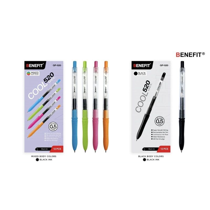 

Bolpoin Gell Cool GP-520 Hitam isi 12 pcs