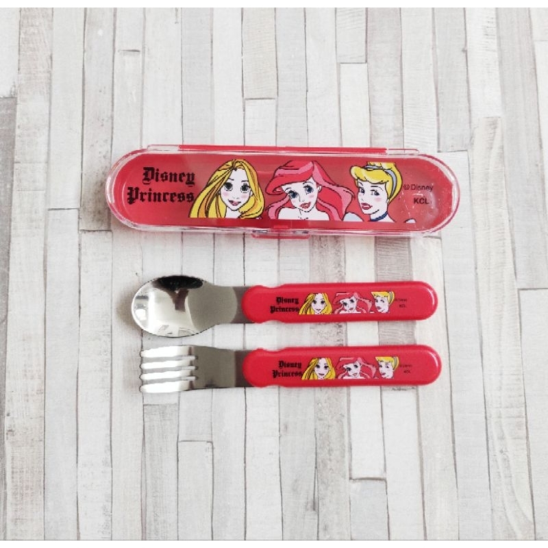Case + Spoon Fork Sendok Garpu Bekal Anak Bento Disney Japan
