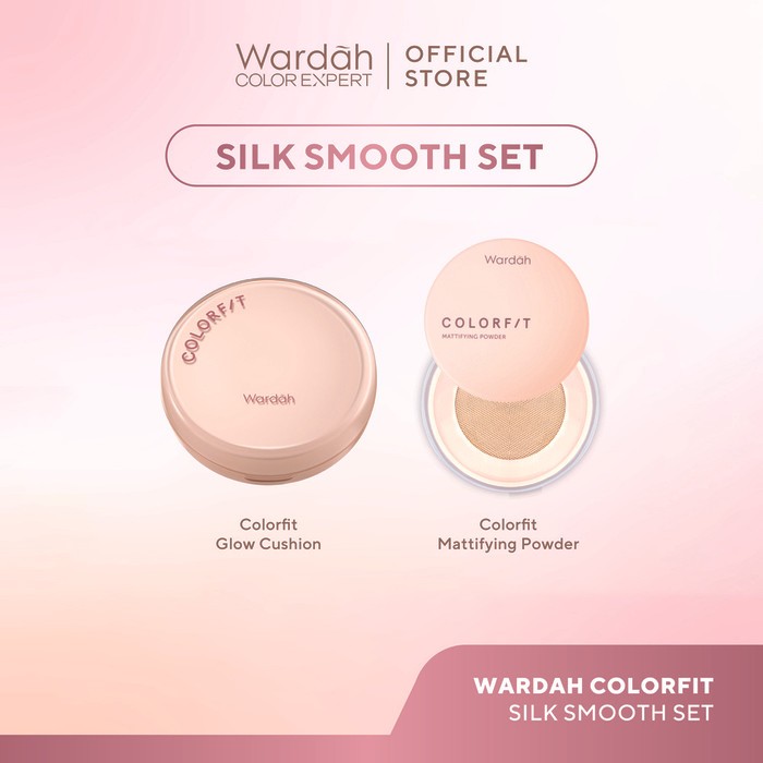 [BUNDLE] WARDAH Paket Silk Smooth Set - Colorfit Perfect Glow Cushion+Colorfit Mattifying Powder - M