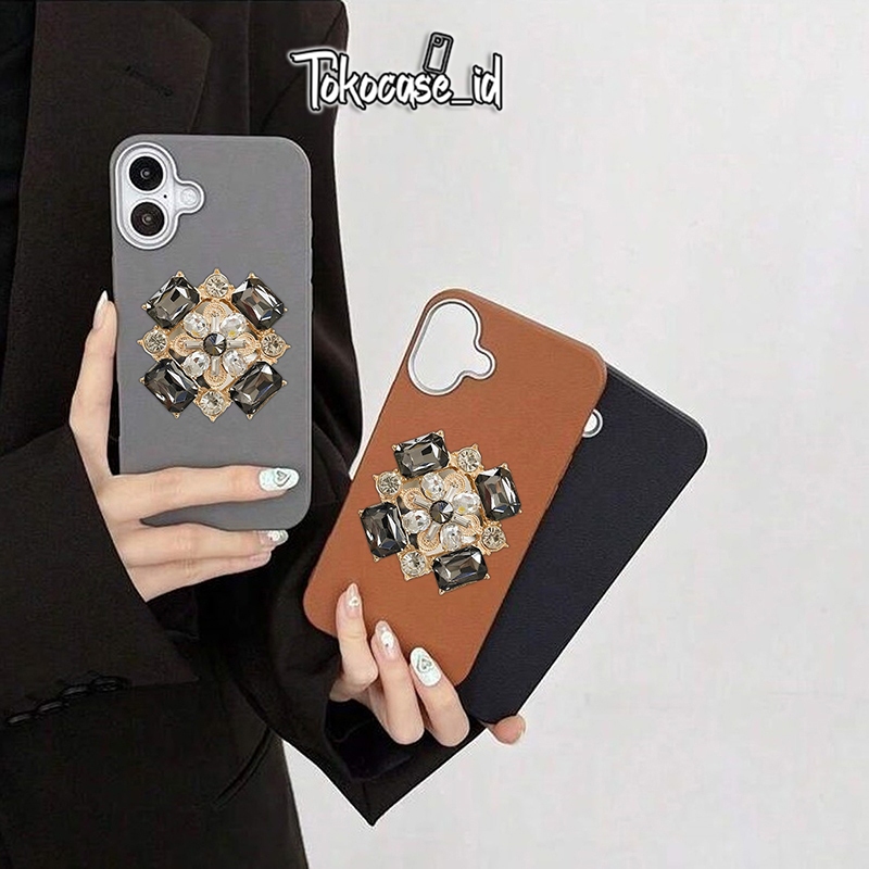 GC181 Case Casing Luxury Leather Popsocket Beads Stand Holder Compatible For Iphone 7 8 7plus 8plus 