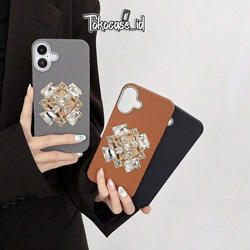 GC182 Case Casing Luxury Leather Popsocket Diamond Stand Holder Compatible For Iphone 7 8 7plus 8plu