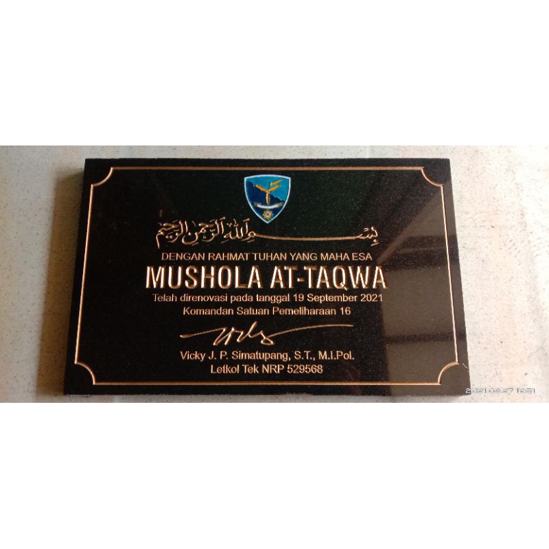 Batu Peresmian Granit hitam ukuran 40 x 60