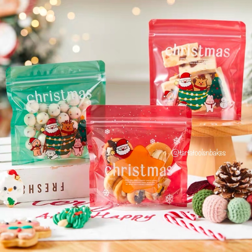 

(20pcs) Plastik Hampers Ziplock Merry Christmas | Kantong Plastik Natal Perman Zipper | Goodie Bag Tebal