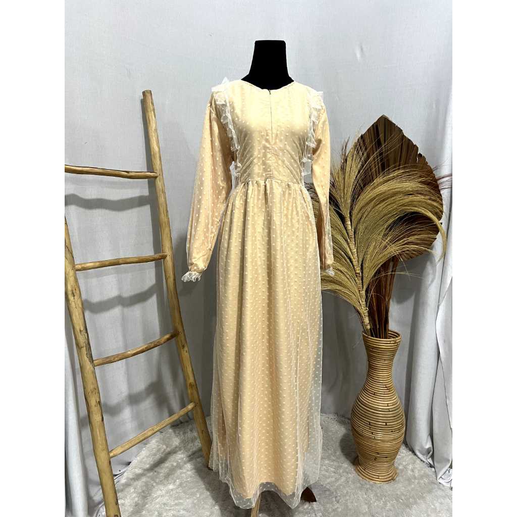 [Ada Jumbo] Gamis Terbaru Zurra Brokat Velvet Tutu / Polkadot Premium Termurah Remaja Busui Terbaru 