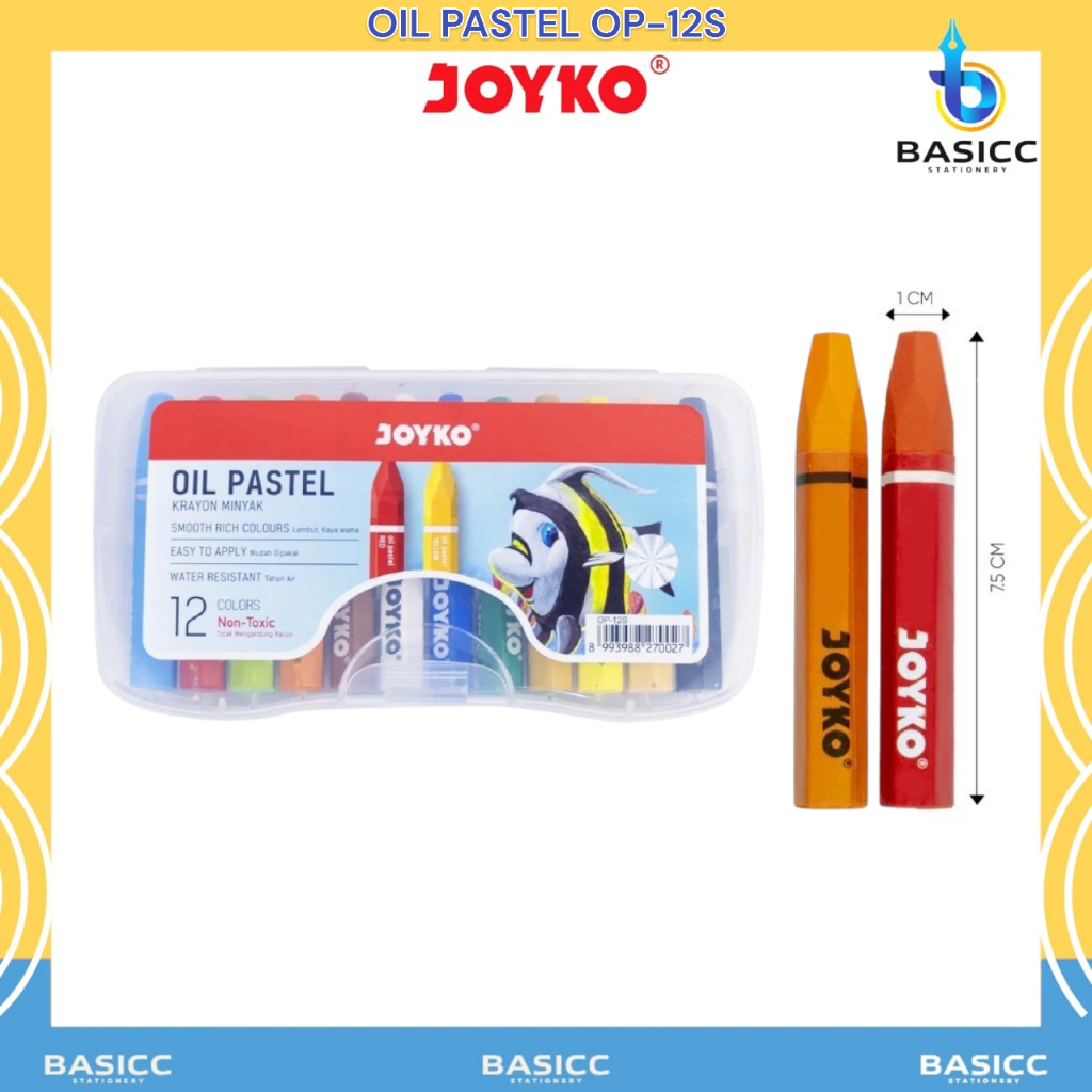 

Joyko Crayon Oil Pastel Krayon Minyak OP-12S | @1Set=12 Warna