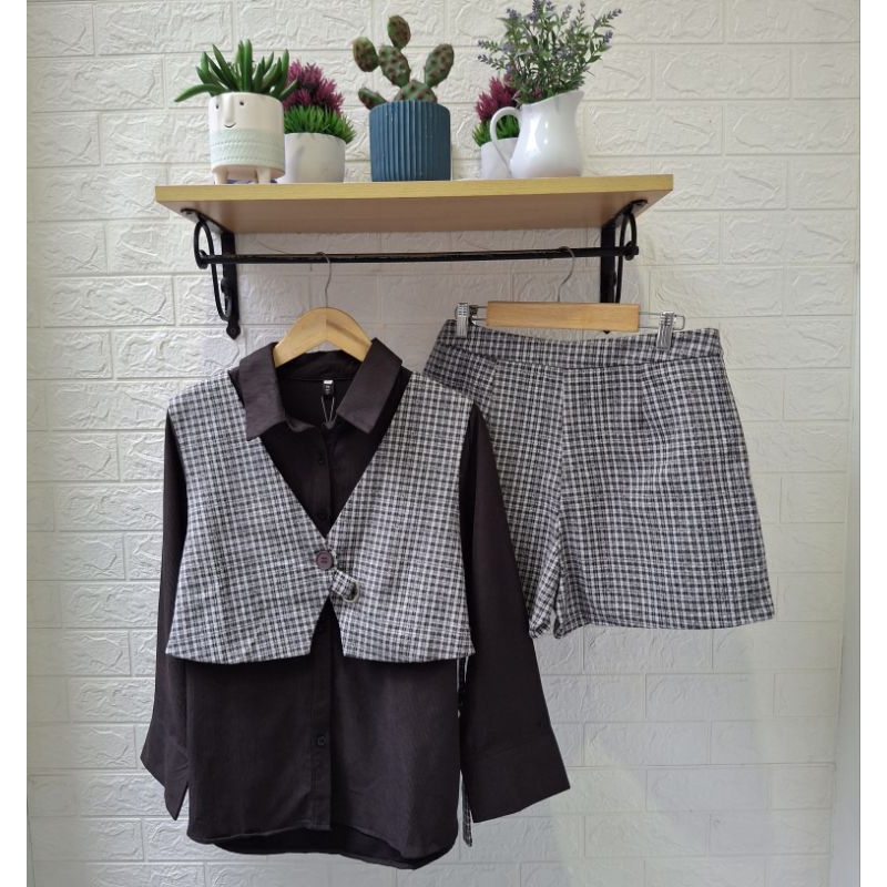 OneSet 3in1 Corduroy Mix Soft Tweed Wanita Premium