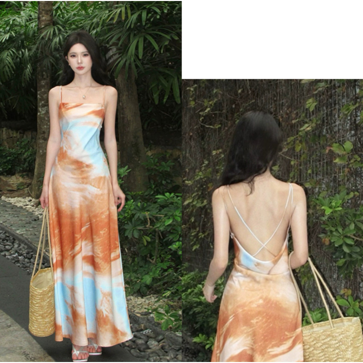 Meirong baju dress pantai panjang wanita import jumbo korean style dress maroon terbaru 2025