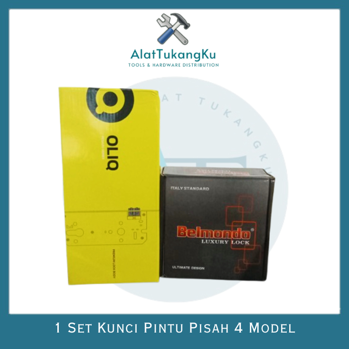 Belmondo Kunci Pintu Pisah Premium + Bodi Kunci Oliq Fullset / Tarikan Pintu Rumah Model Pisah Fulls
