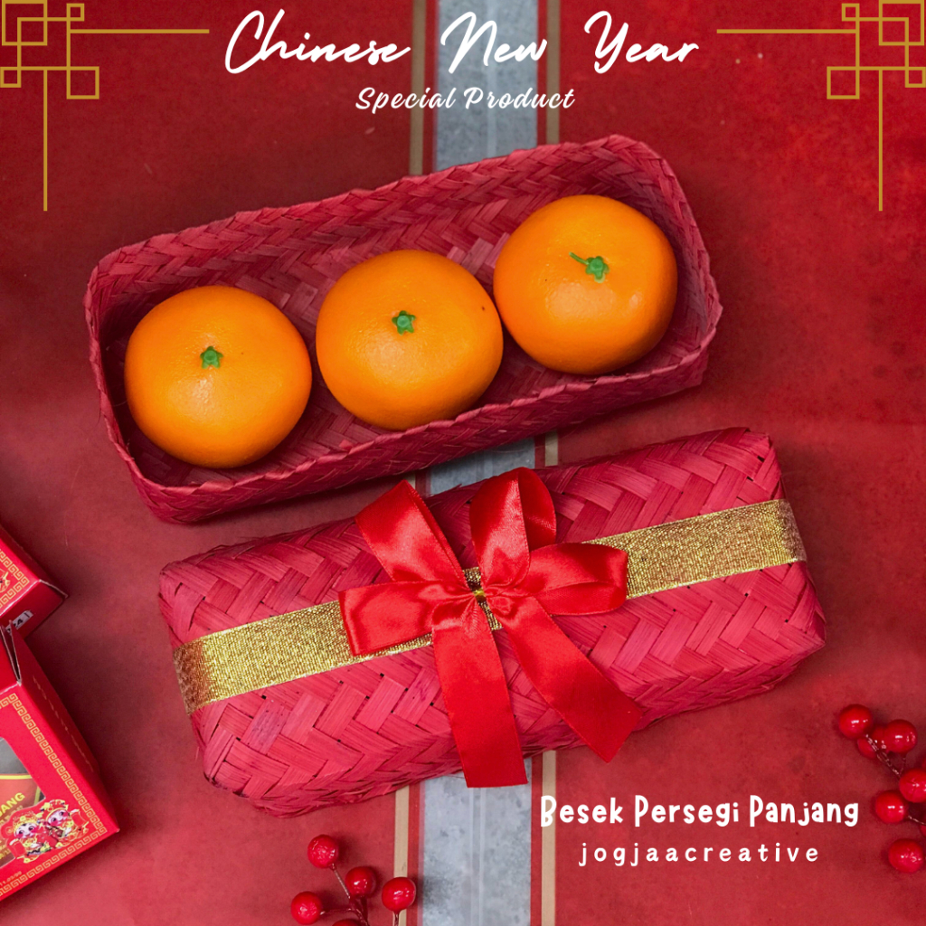 IMLEK SERIES | KOTAK HAMPERS IMLEK UKURAN 22x8 cm BESEK PERSEGI PANJANG HIAS PITA IMLEK besek perseg