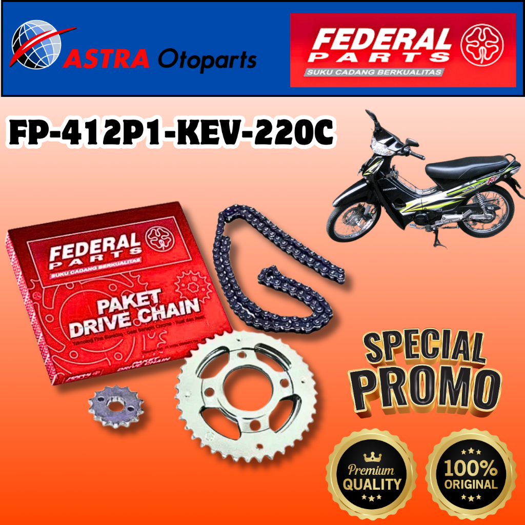 Gir Set KEV-220C Federal Ori Motor Supra Lama Supra X OLD Supra Fit 1 Set Gir Depan Belakang Rantai