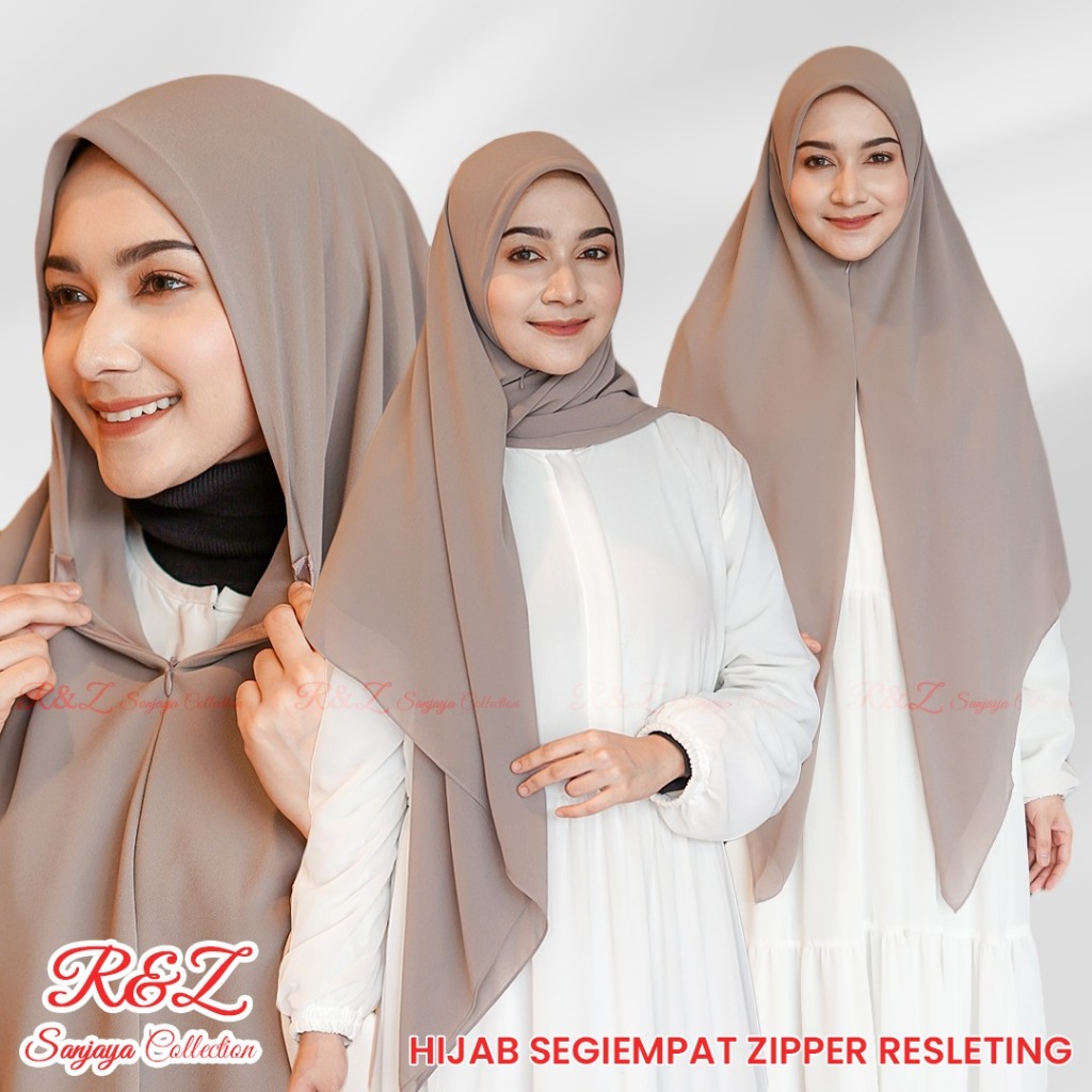 Garansi Hijab Instan Segi Empat Zipper Resleting Ceruty Babydoll Hijab Segiempat Jumbo Instan Zipper
