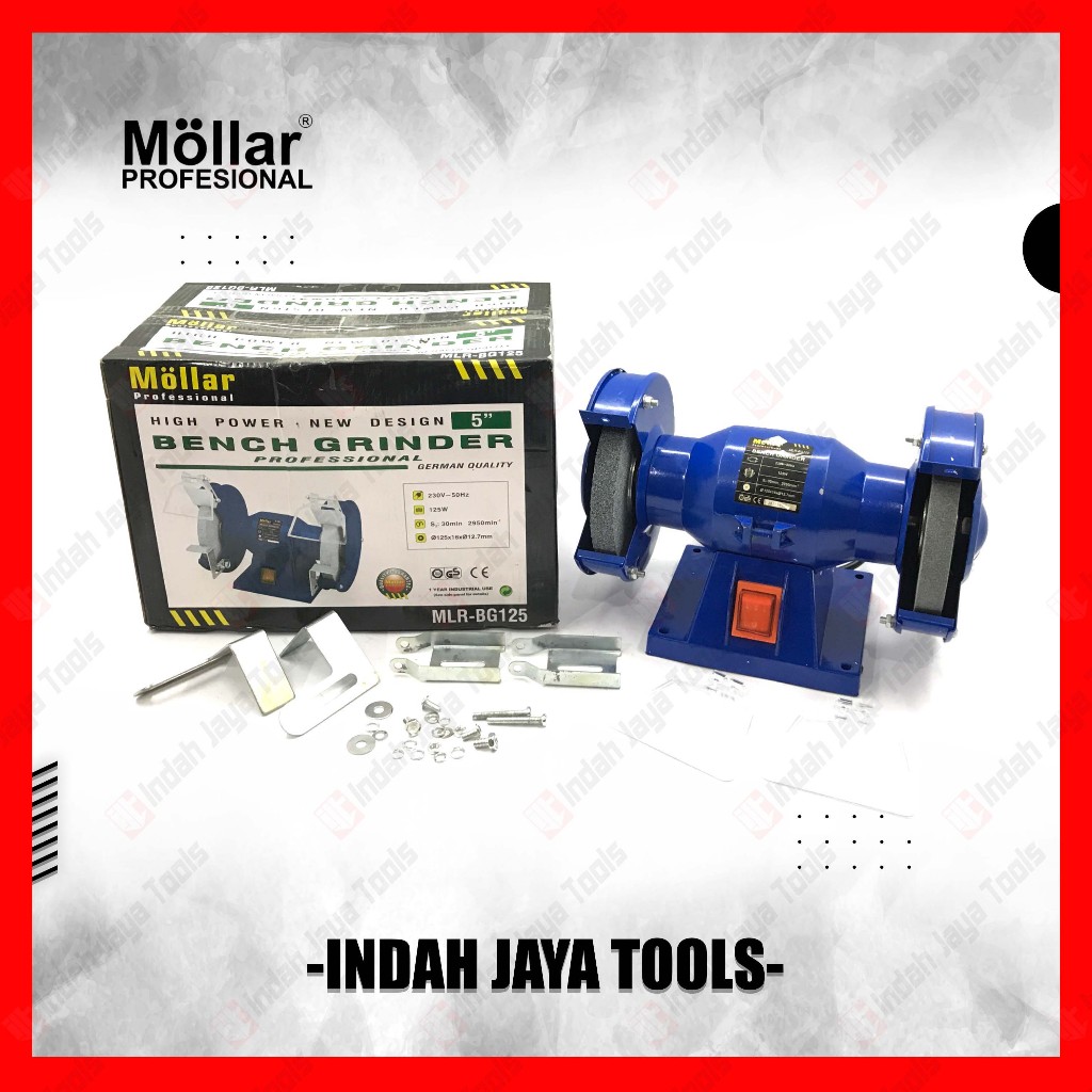 MOLLAR MLR-BG125 Mesin Gerinda Duduk 5 Inch - Bench Grinder 125 Watt High Power