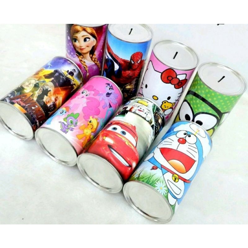 CELENGAN KARAKTER,CELENGAN TABUNG KARAKTER,SOUVENIR CELENGAN KALENG,CELENGAN KALENG KARAKTER