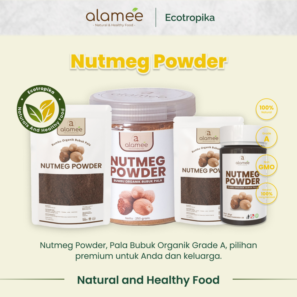 

Bumbu Dapur Pala Bubuk Nutmeg Seasoning Powder Rempah Murni Asli Tanpa Campuran Organik