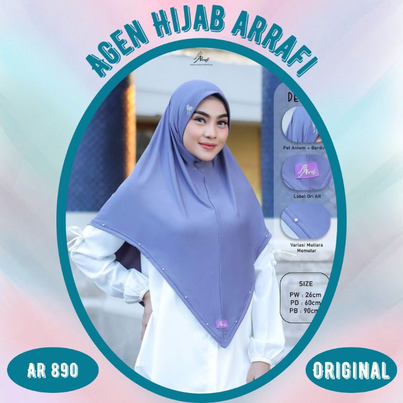 PROMO-Arrafi AR 890 Jilbab hijab kerudung bergo krudung wanita dewasa jersey instan jumbo syari dagu
